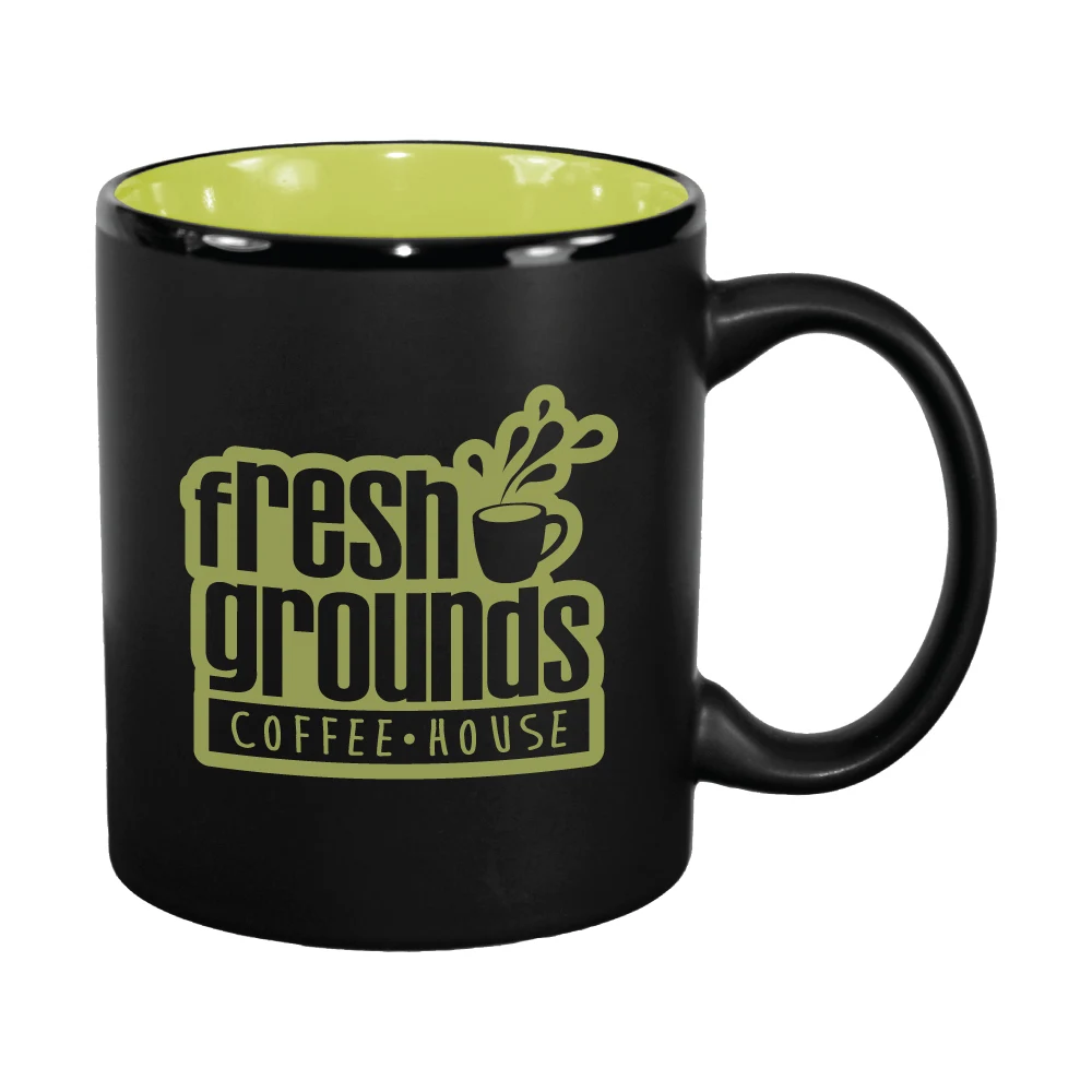 11 oz. Rye Green In / Matte Black Out Hilo C Handle Mug 1