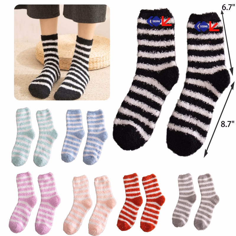 Comfortable Striped Coral Fleece Warm Socks