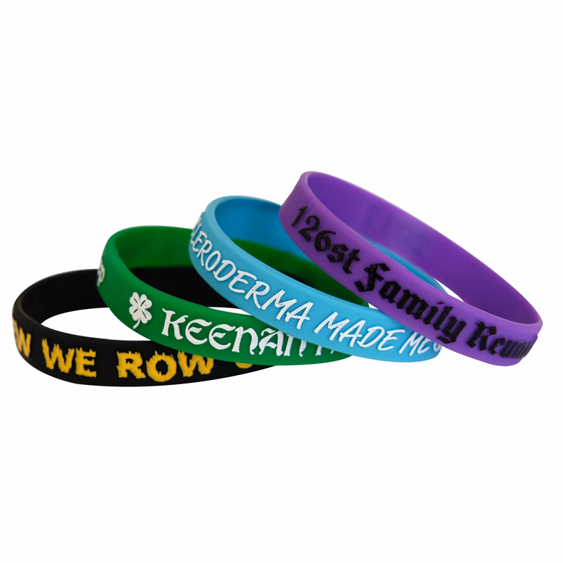 1/2 Inch Embossed/Color Silicone Wristband