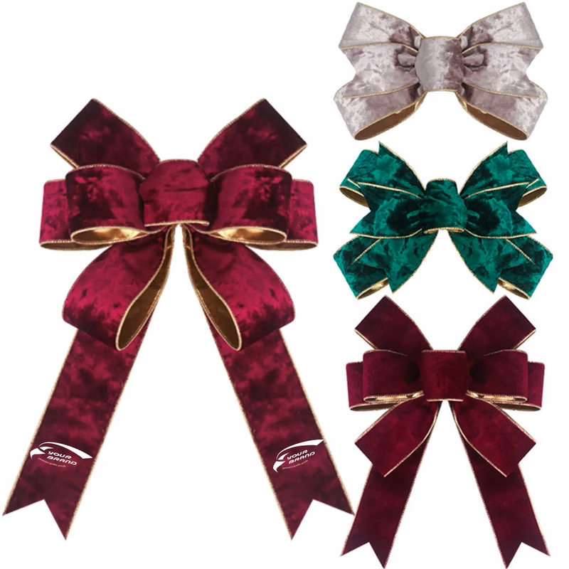 Velvet Burgundy Wreath Bows Decorative Ornaments