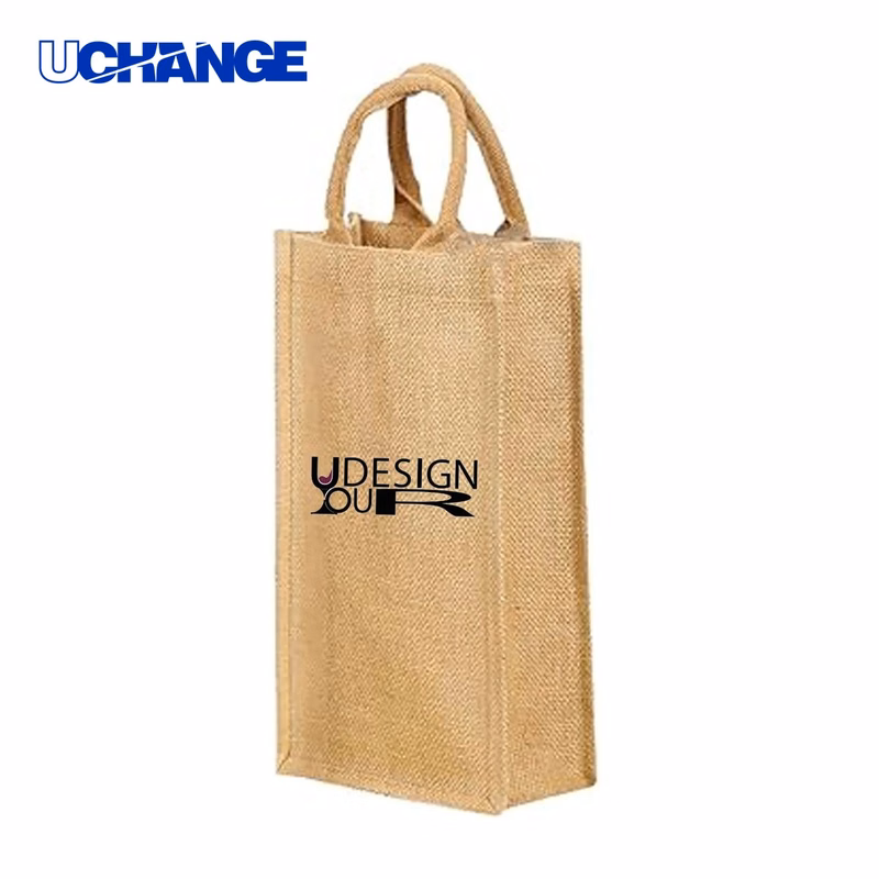 Jute Burlap Wine Tote Bag Container (2 Bottle)