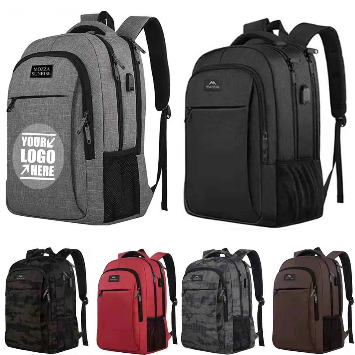 Custom Usb Charging Port Heavy Duty Travel Laptop Backpack 1