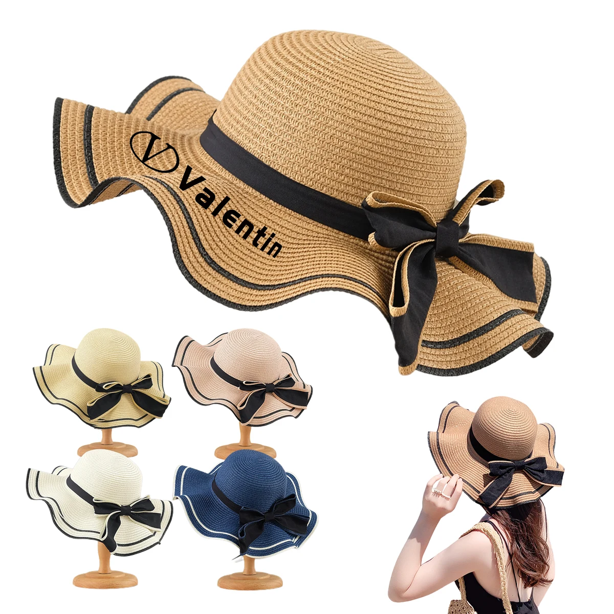 Women Straw Hat With Curved Brim 1