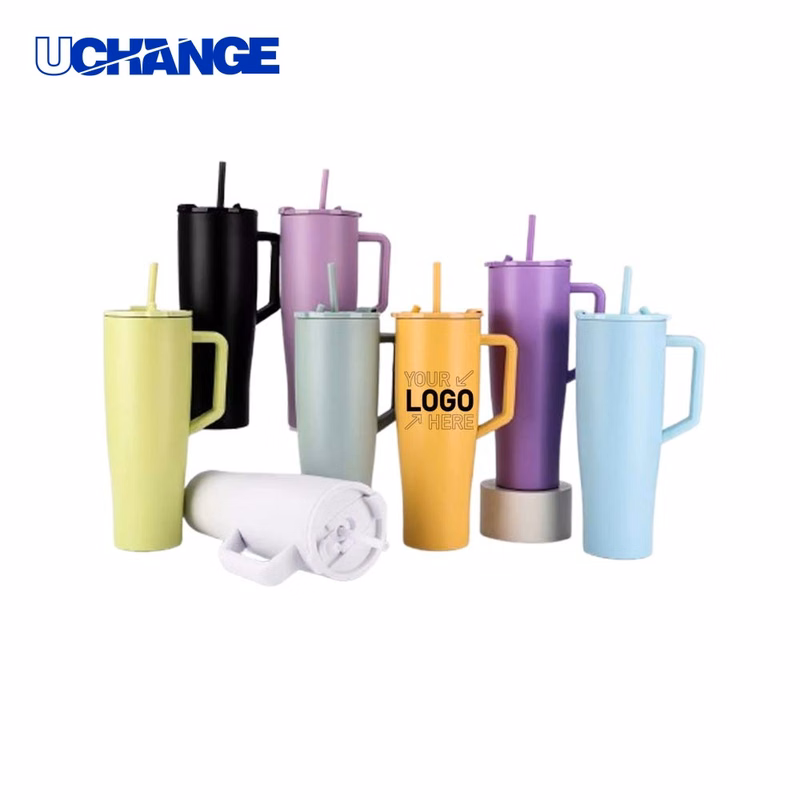 40oz Tumbler with Handle and Straw