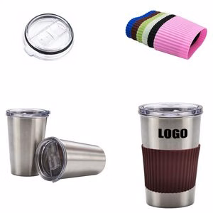 500ml Stainless Steel Travel Cup With Heat Resistant Silicone Sleeve Slide Lid
