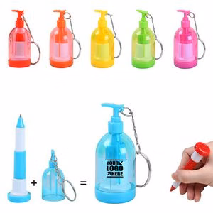 Sanitizer Shaped Pen With Keychain