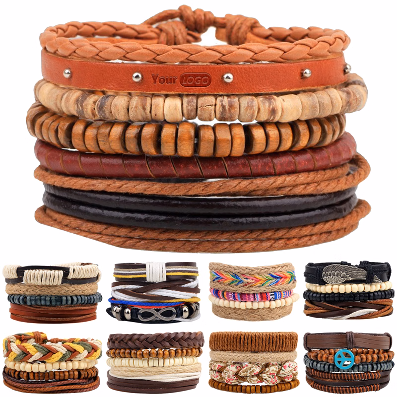 Cowhide Combining Multiple Bracelets