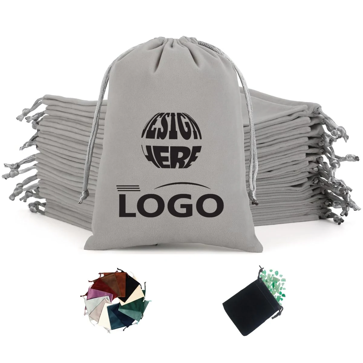 Soft Flocked Drawstring Storage Pouch 1