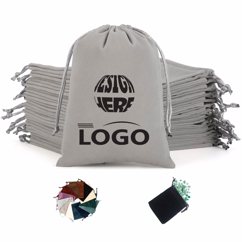 Soft Flocked Drawstring Storage Pouch