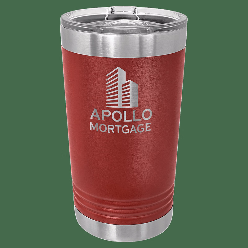 16 oz. Maroon Laser Engraved Polar Camel Pint Tumbler w/Slider Lid
