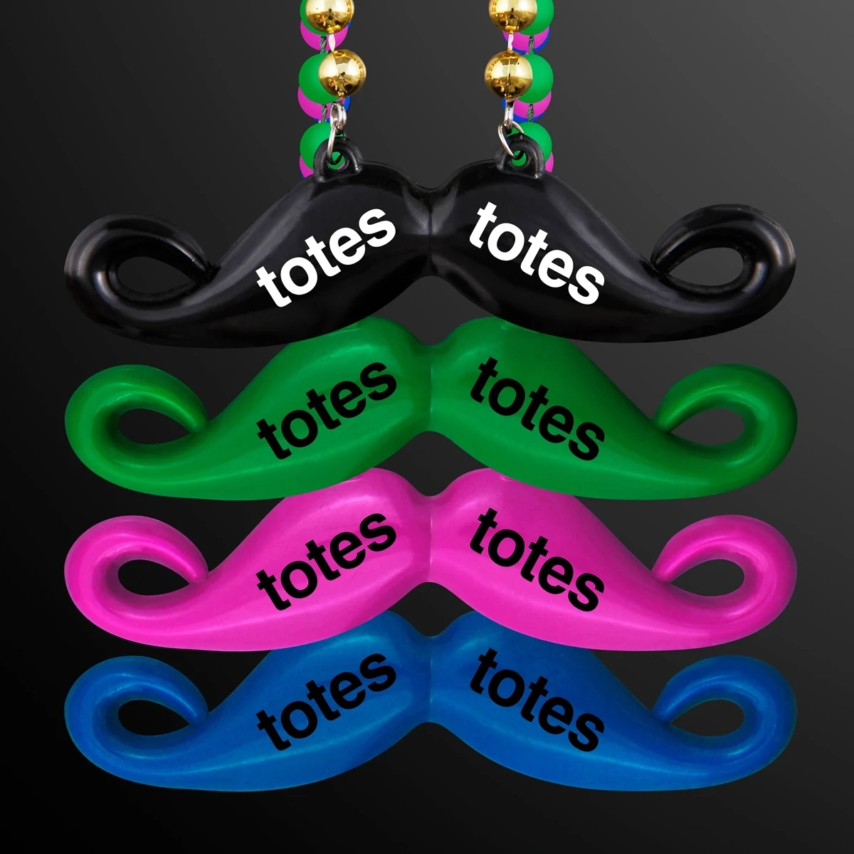Mardi Gras beads with hipster mustache pendant 1