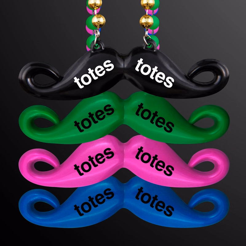 Mardi Gras beads with hipster mustache pendant
