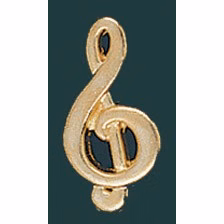 Music Treble Cleft Metal Chenille Letter Insignia Pin