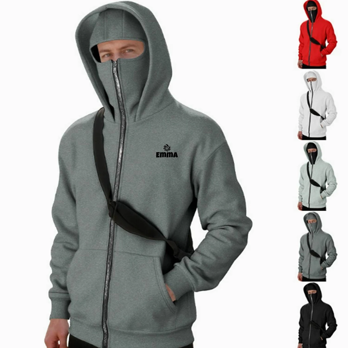 Men Double Layer Hooded Zip Sweatshirt Streetwear Jacket, custom hoodie or sweatshirt with logo imprint 1