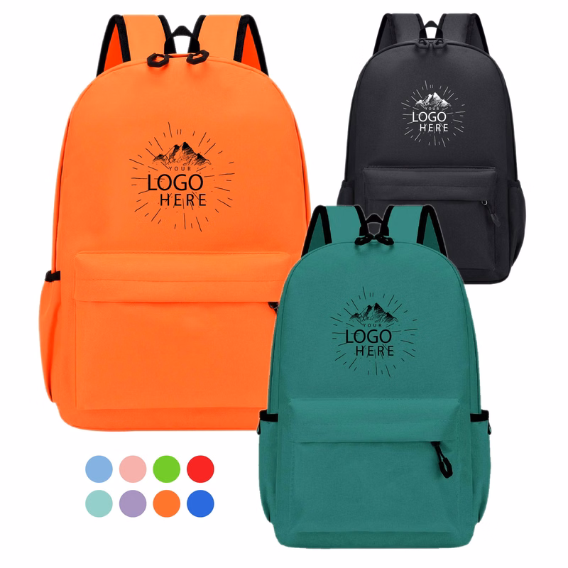 16" Heavy Duty Backpack With Water Bottle Pocket