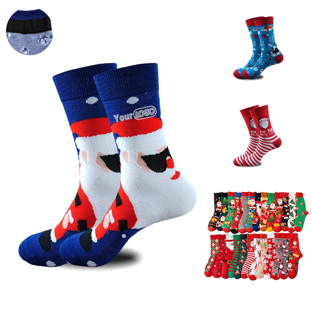 Custom Logo Christmas Polyester Winter Socks 1