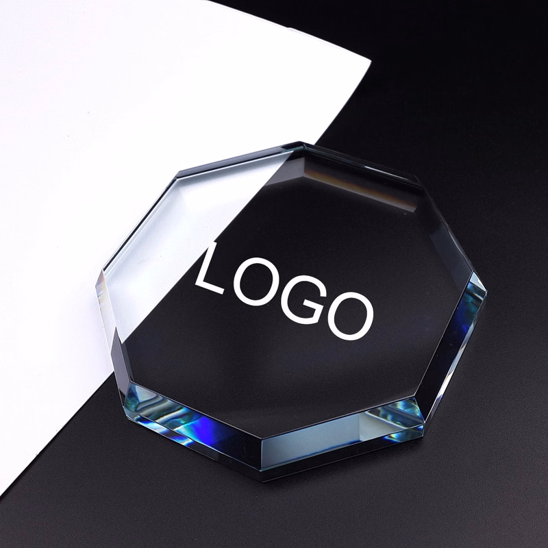 3D Crystal Octagon Clear Paperweight
