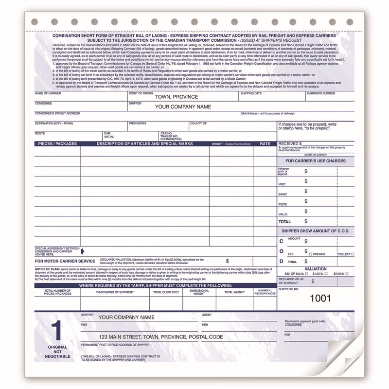 Bill Of Lading / Express Shipping Contracts - Compact