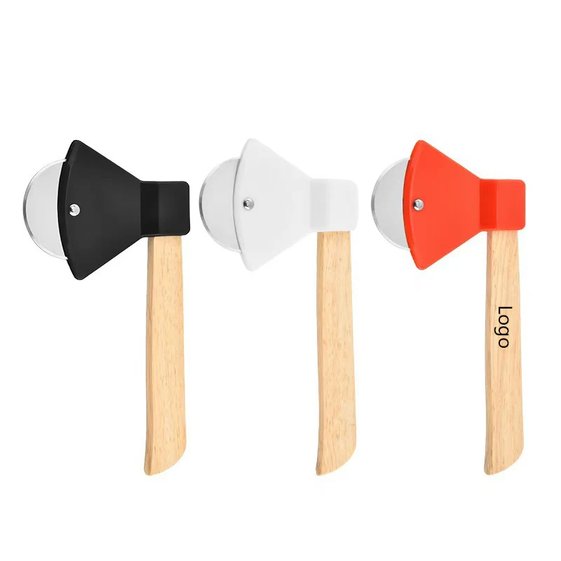 Axe Shaped Wooden Handle Pizza Cutter 1