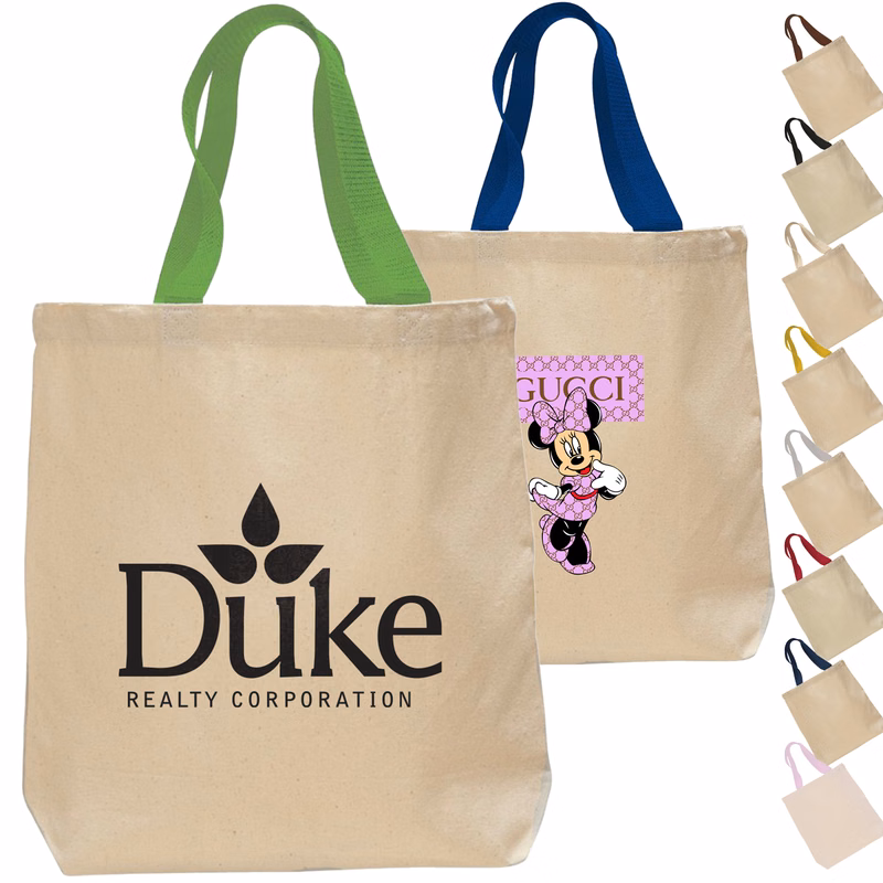 12 OZ. PROMOTIONAL COTTON CANVAS TOTE BAG W/ NYLON WEB HANDLES
