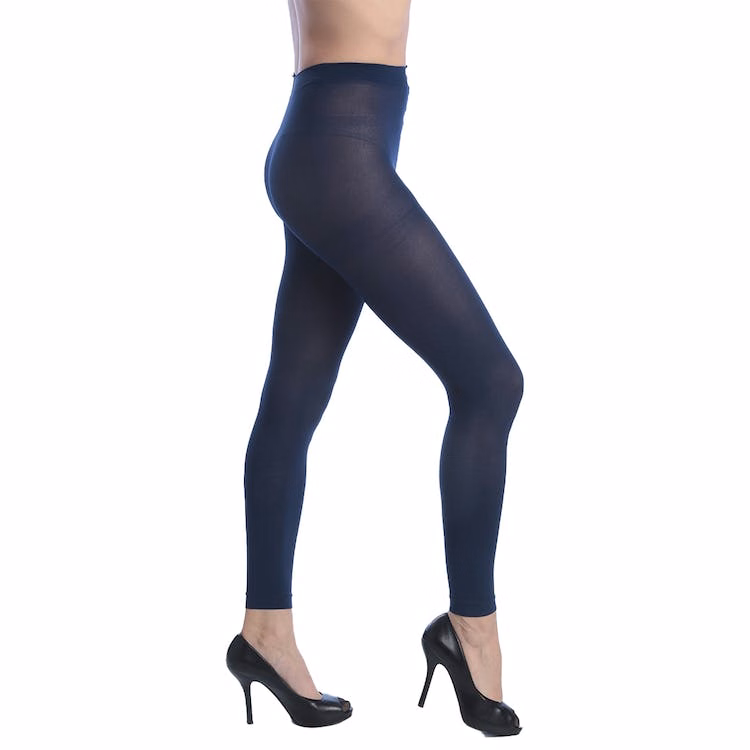 Women's Opaque Control Top Footless Tights - Navy Queen Size