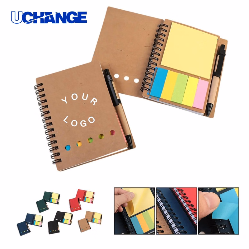 Eco Notebook Organizer with Colored Sticky Notes