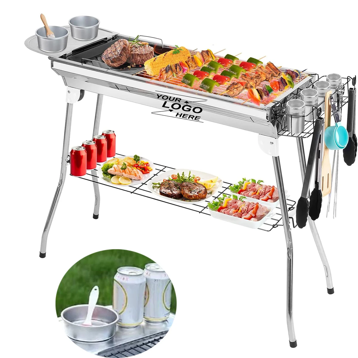 Portable 2-in-1 BBQ Grill and Deep Fryer 1