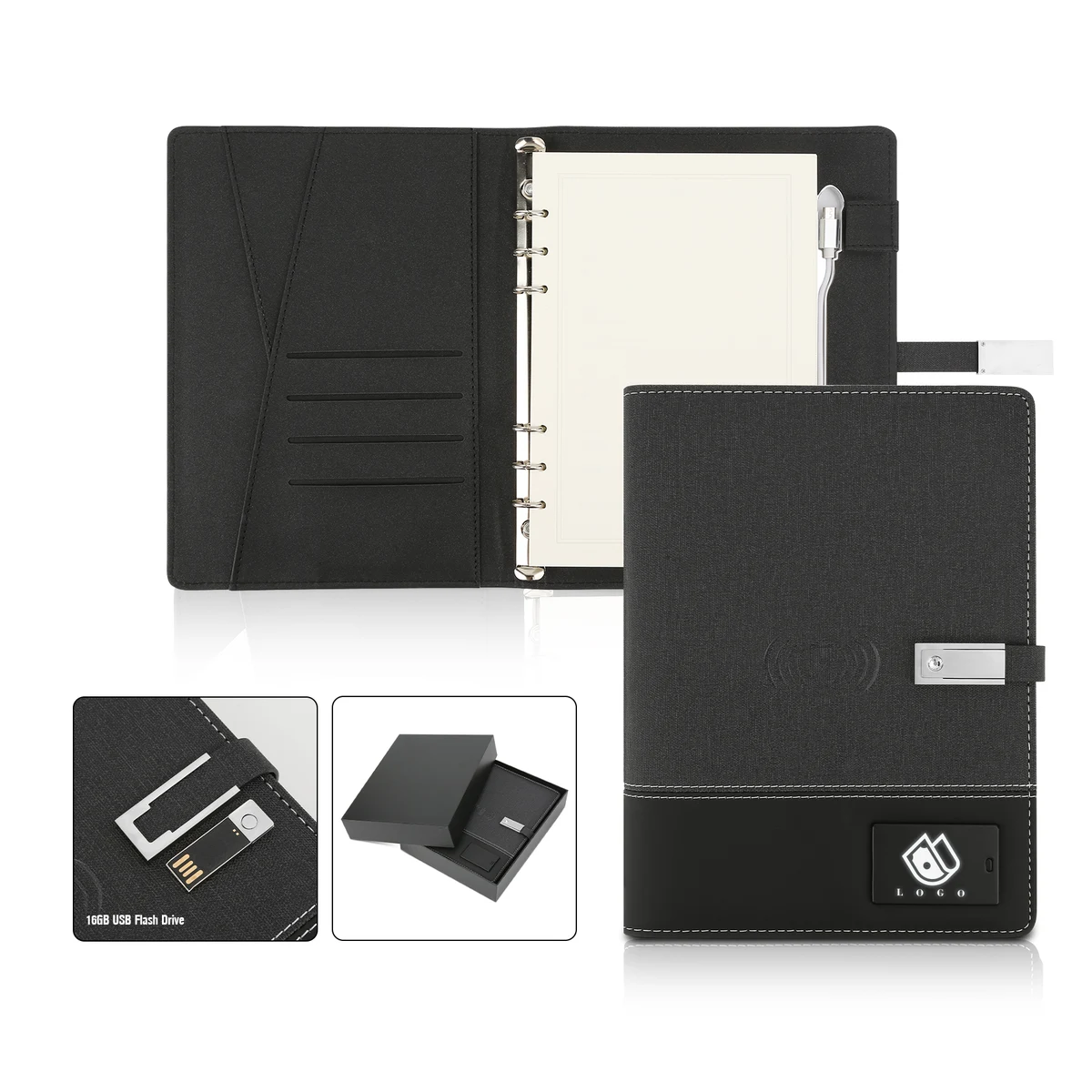 Executive 8000mAh Charging Portfolio With 16GB USB Drive 1