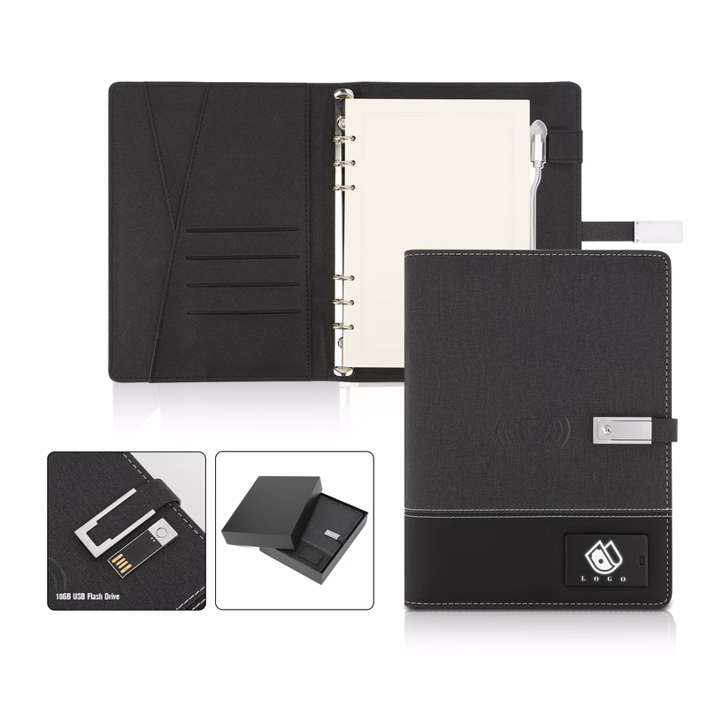 Executive 8000mAh Charging Portfolio With 16GB USB Drive