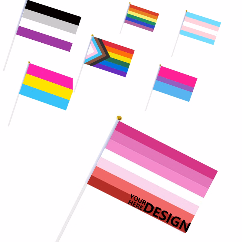 Rainbow Polyester Hand Flag