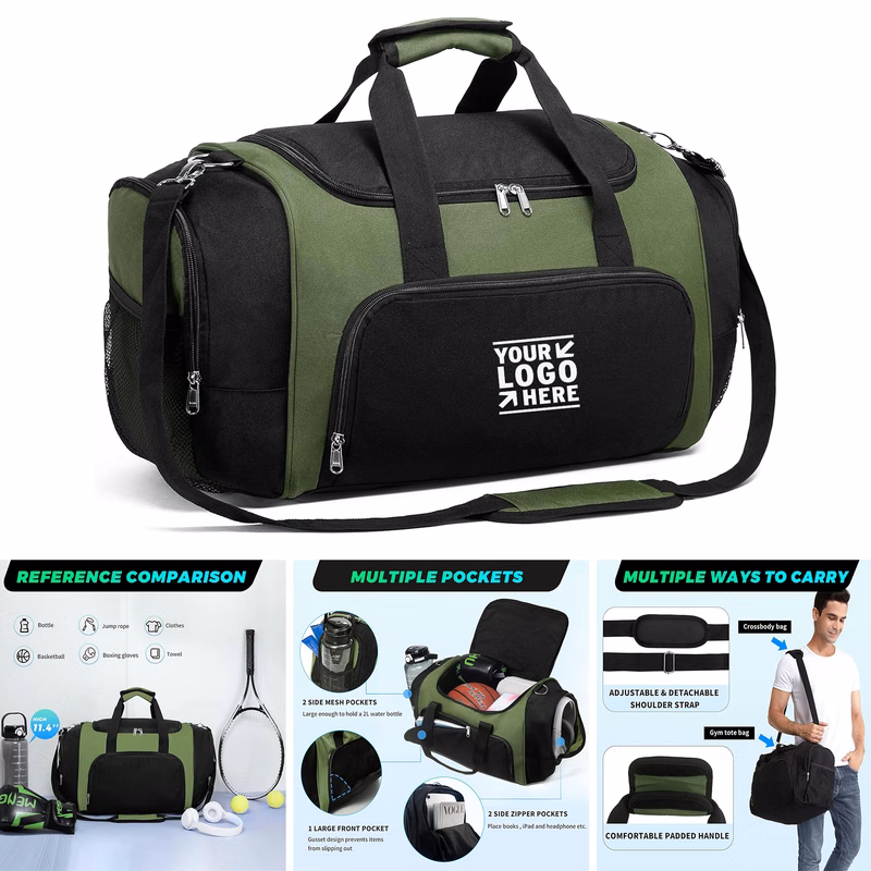 Women Men 40L/21 Inches Gym Small Sports Duffle Lightweight Duffel Bag with Water Bottle Pocket