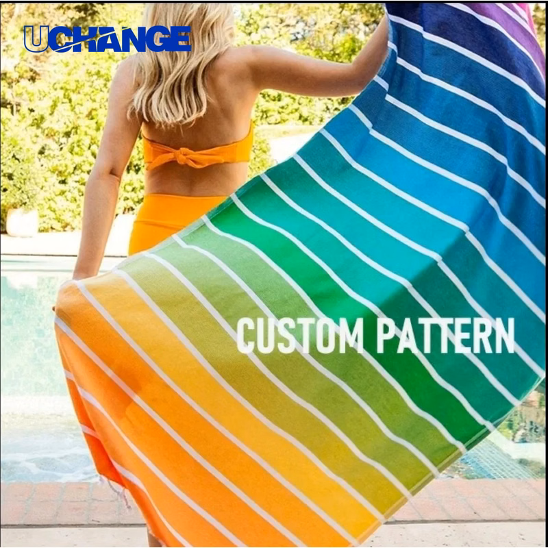 Microfiber Rainbow Beach Towel Colorful Quick-Dry Summer Towel