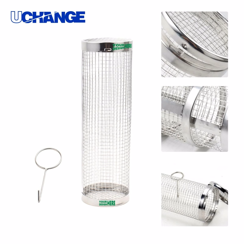 Outdoor Rolling BBQ Basket Tool for Grilling