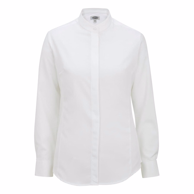 Ladies Batiste Banded Collar Shirt