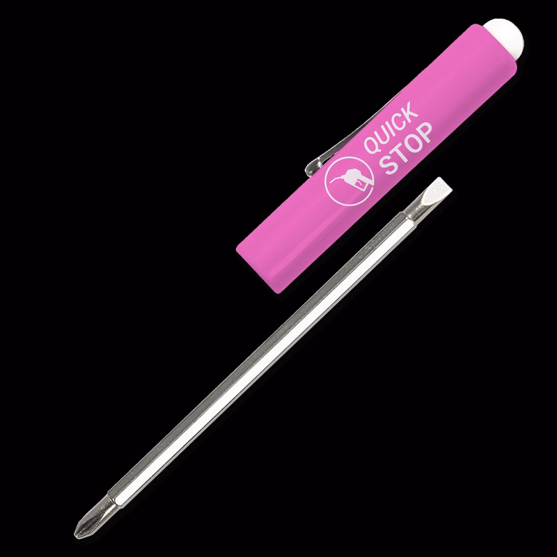 Jumbo Pocket Screwdriver Reversible Flat Blade + Button
