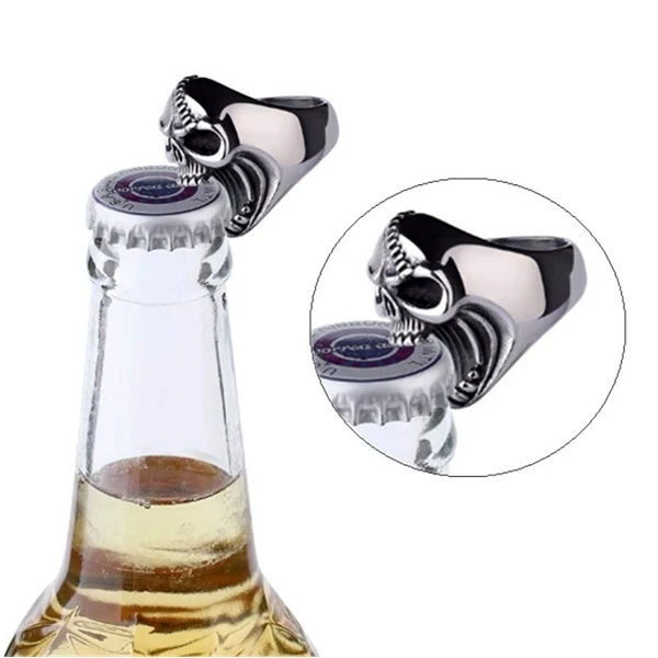 Stainless Steel Biker Skull Ring Bottle Opener 1