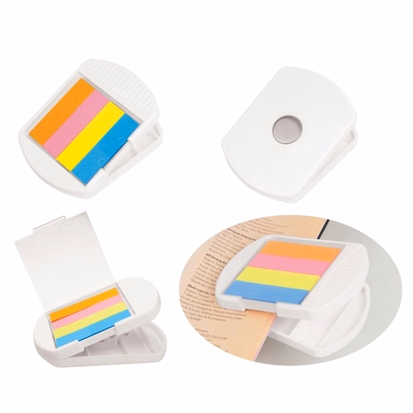Memo holder clip with magnet and self adhesive flags