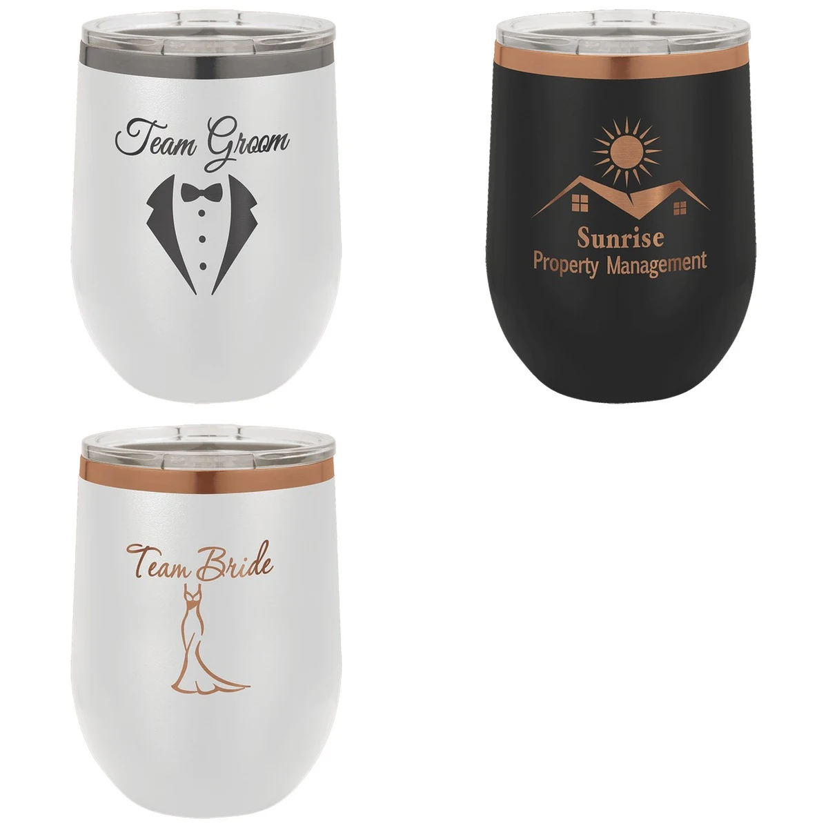 Polar Camel 12 oz. Stemless Wine Tumbler with Clear Logo Lid 1