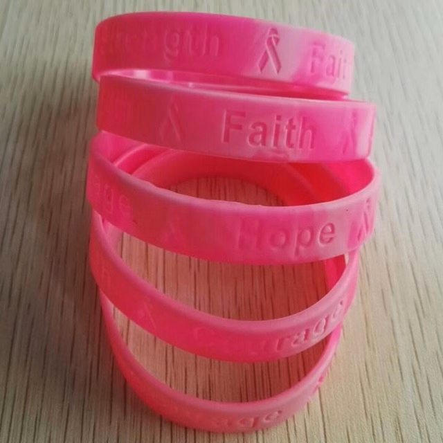 1/2 Inch Breast Cancer Swirl Deboss-fill Wristband