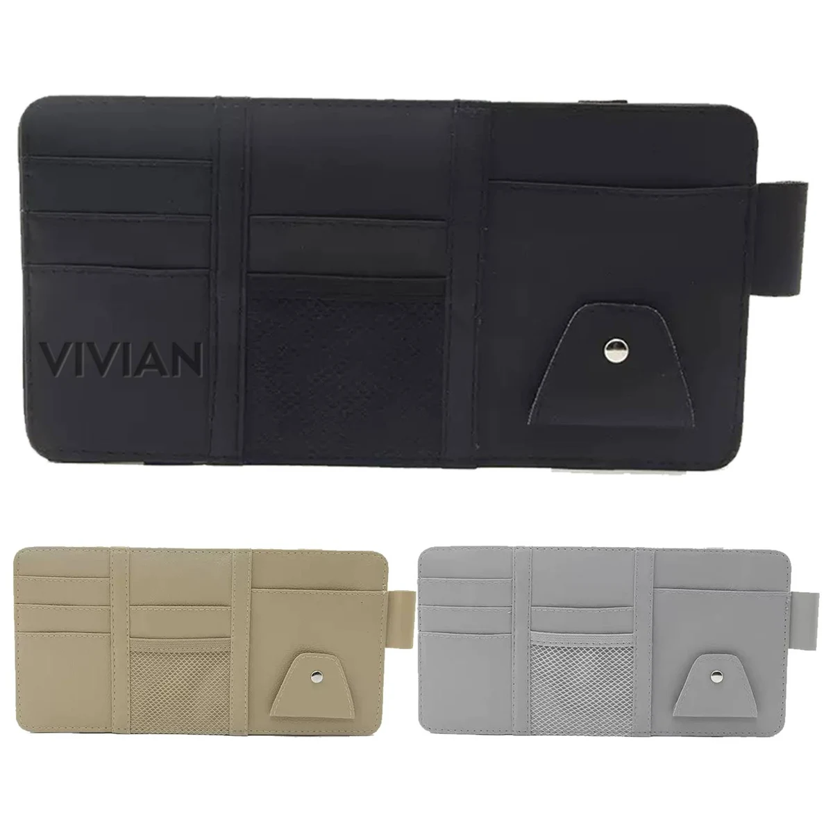 PU Leather Car Sun Visor Pocket Organizer 1