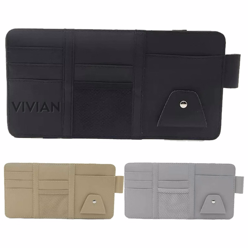 PU Leather Car Sun Visor Pocket Organizer