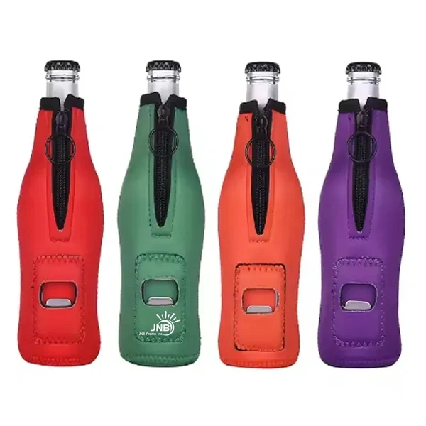 Neoprene Wine Holder with Bottle Opener, custom koozie with logo imprint 1