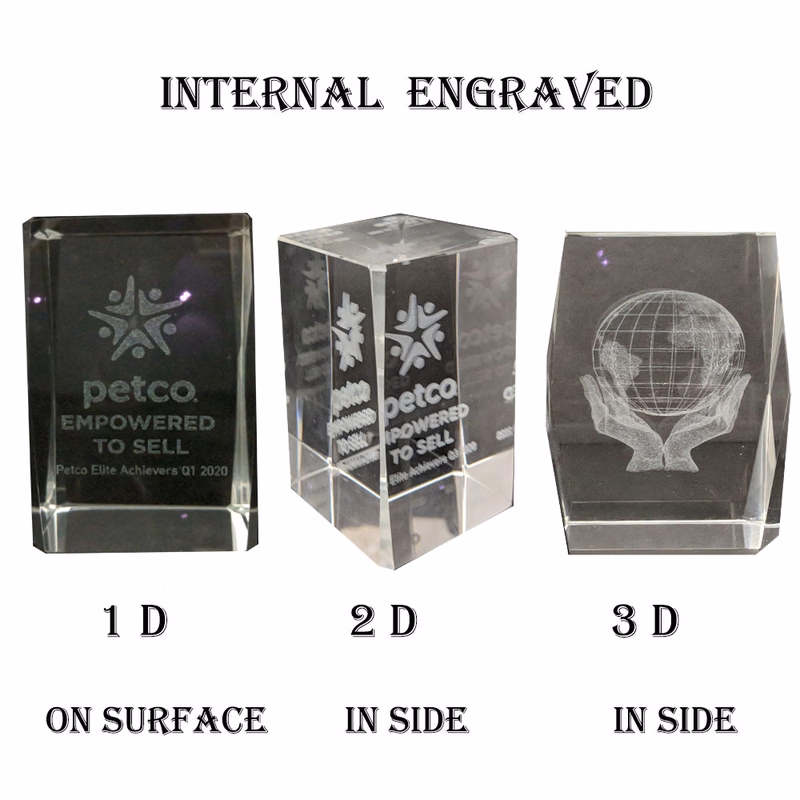 CRYSTAL BLOCK INTERNAL 3D LOGO ENGRAVED.