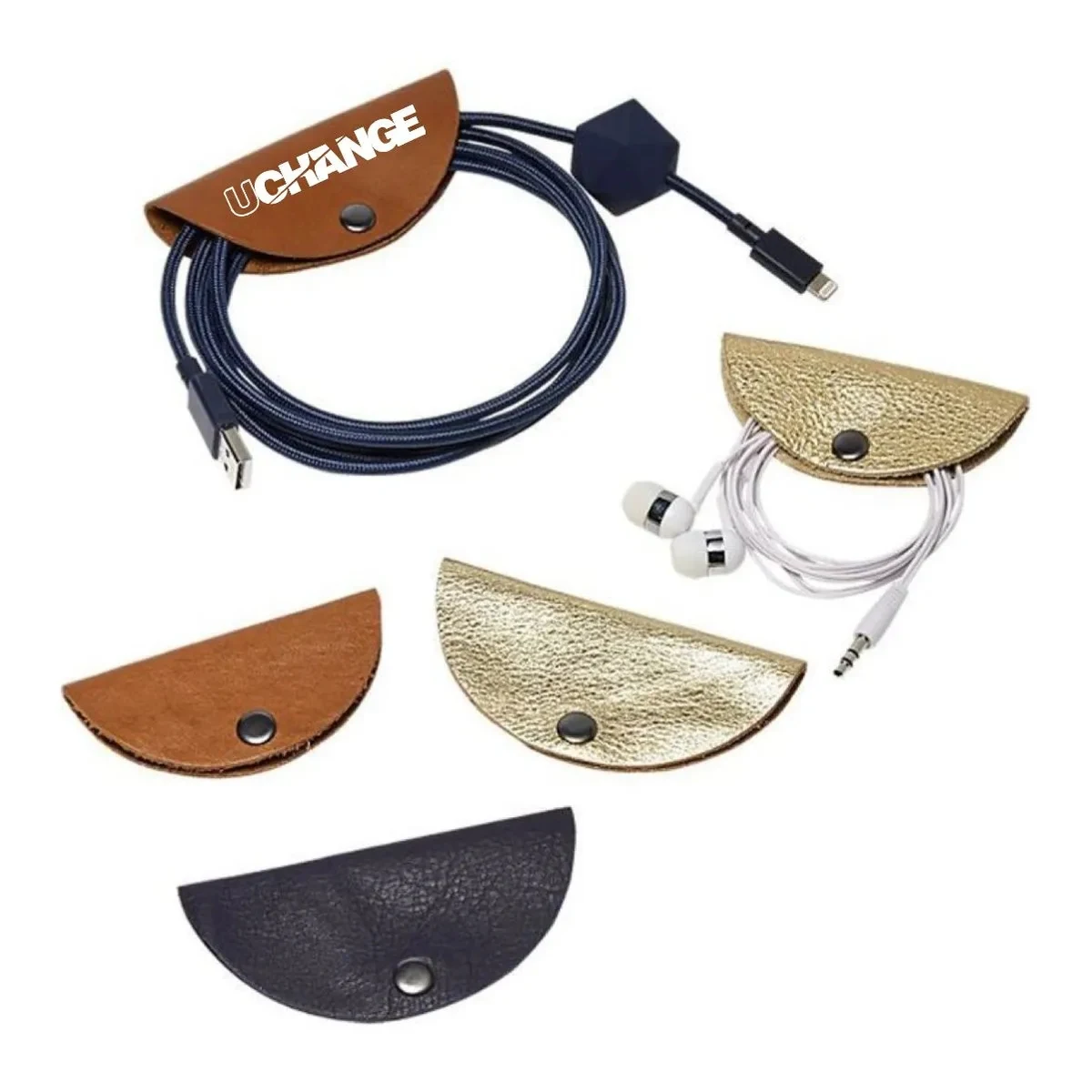 PU Leather Cable Organizer Pouch With Snap 1