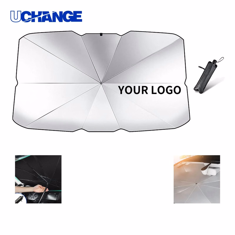Automotive Windshield Sun Umbrella with Storage Pouch for Vehicle Use