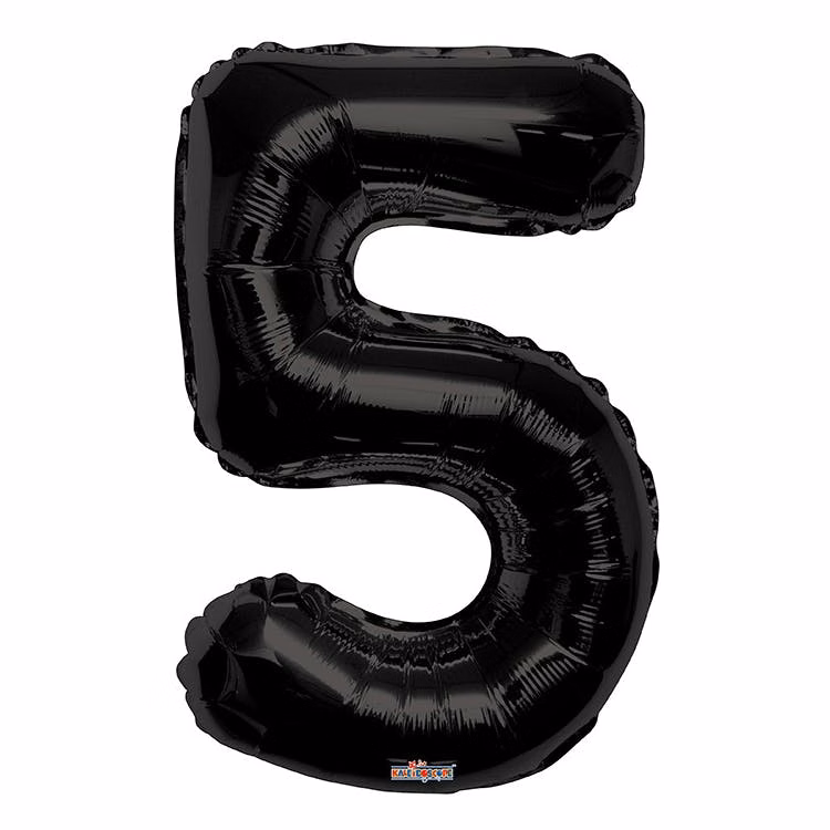 Mylar Number 5 Balloons - Black 34"