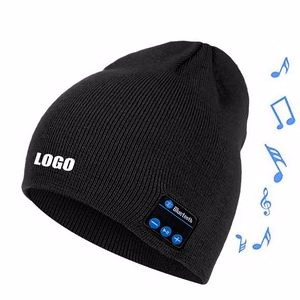 Music Knit Beanie Hat With Built In Headset