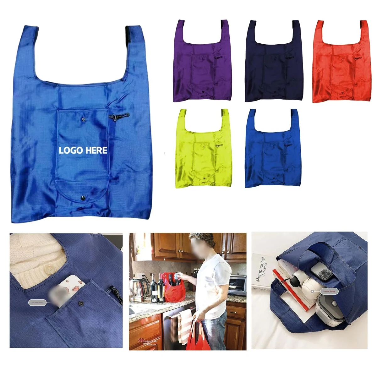 Durable Folding Tote Bag, custom tote bag with logo imprint 1