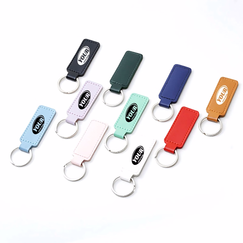 Rectangle PU Leather Keychain