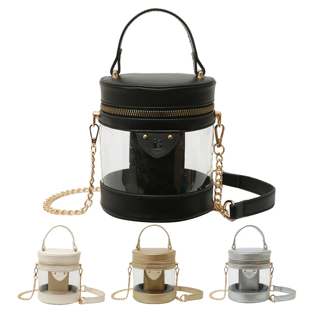 PU Leather Clear Crossbody Bucket Bag 1